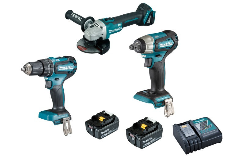 3PCE 18V COMBO KIT: DHP485Z, DGA504Z, DTW181Z, 2 X 5.0AH BAT DLX3145TX1